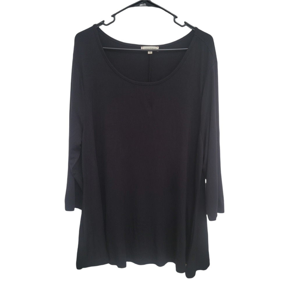 Urban Diction Women's Black Top 3/4 Sleeves Crew Neck Size 1X Plus